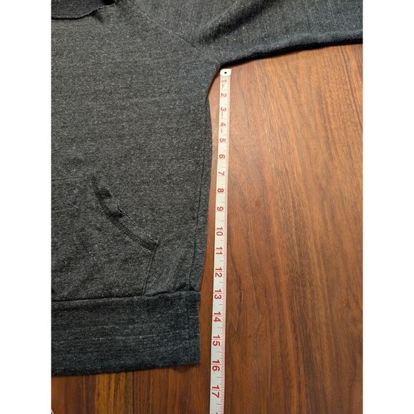 Women's Charcoal Gray Wide Cutoff Neck Fleece Raglan Pullover Sweater Sz Medium - Picture 3 of 5